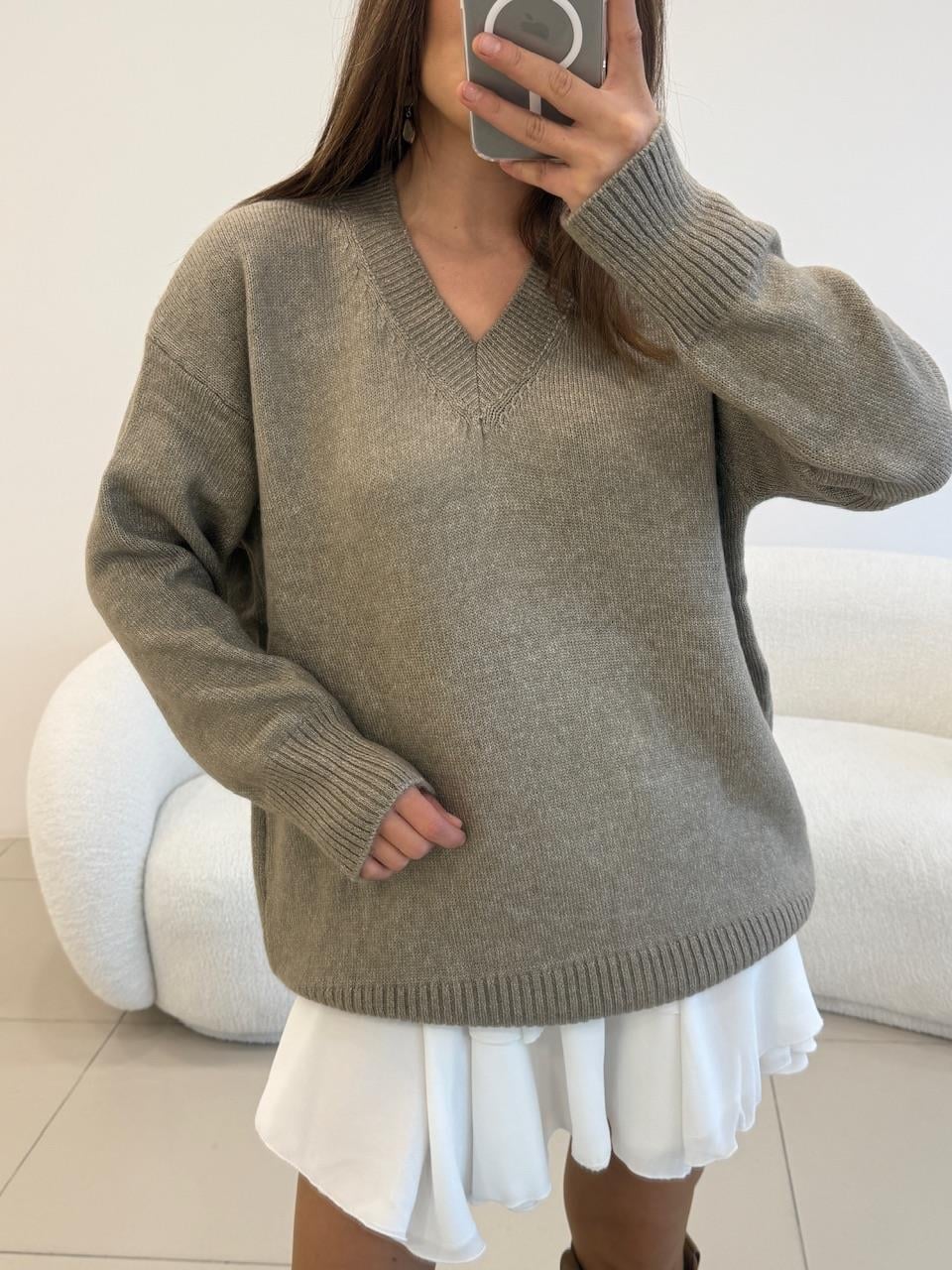 V YAKA BASİC KAZAK  VİZON