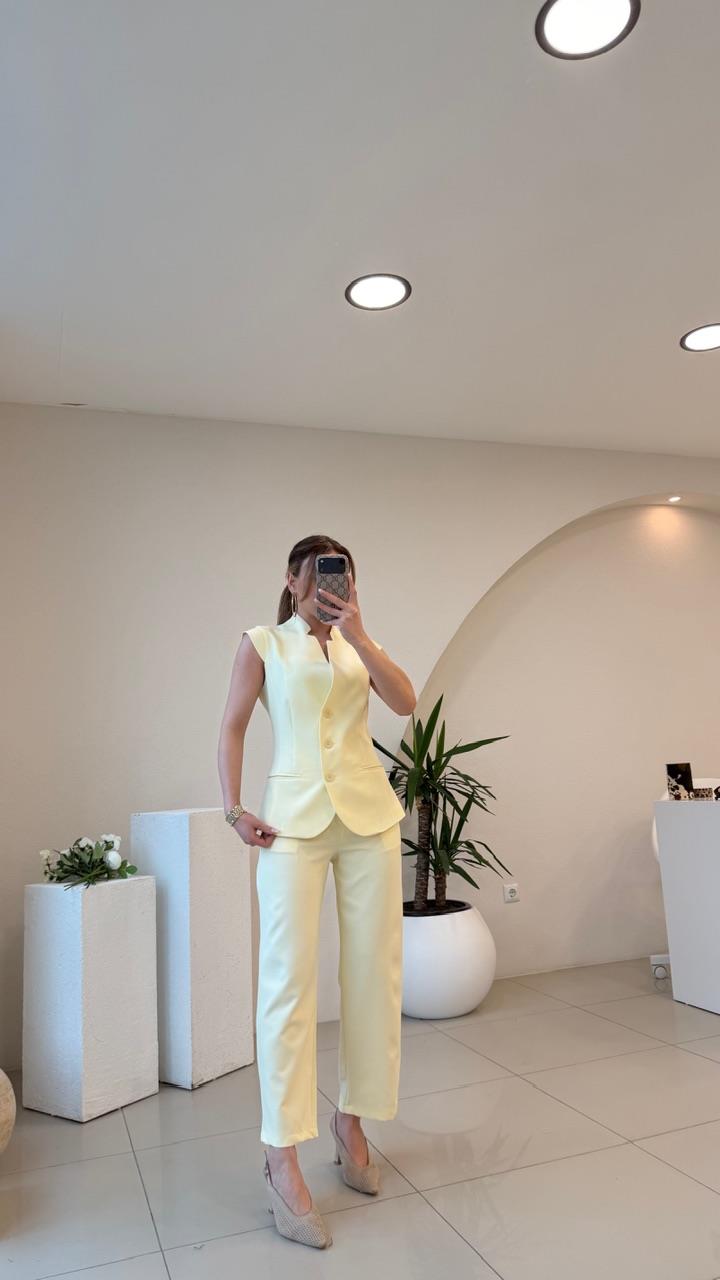 YELEKLİ İKİLİ PREMİUM TAKIM SARI