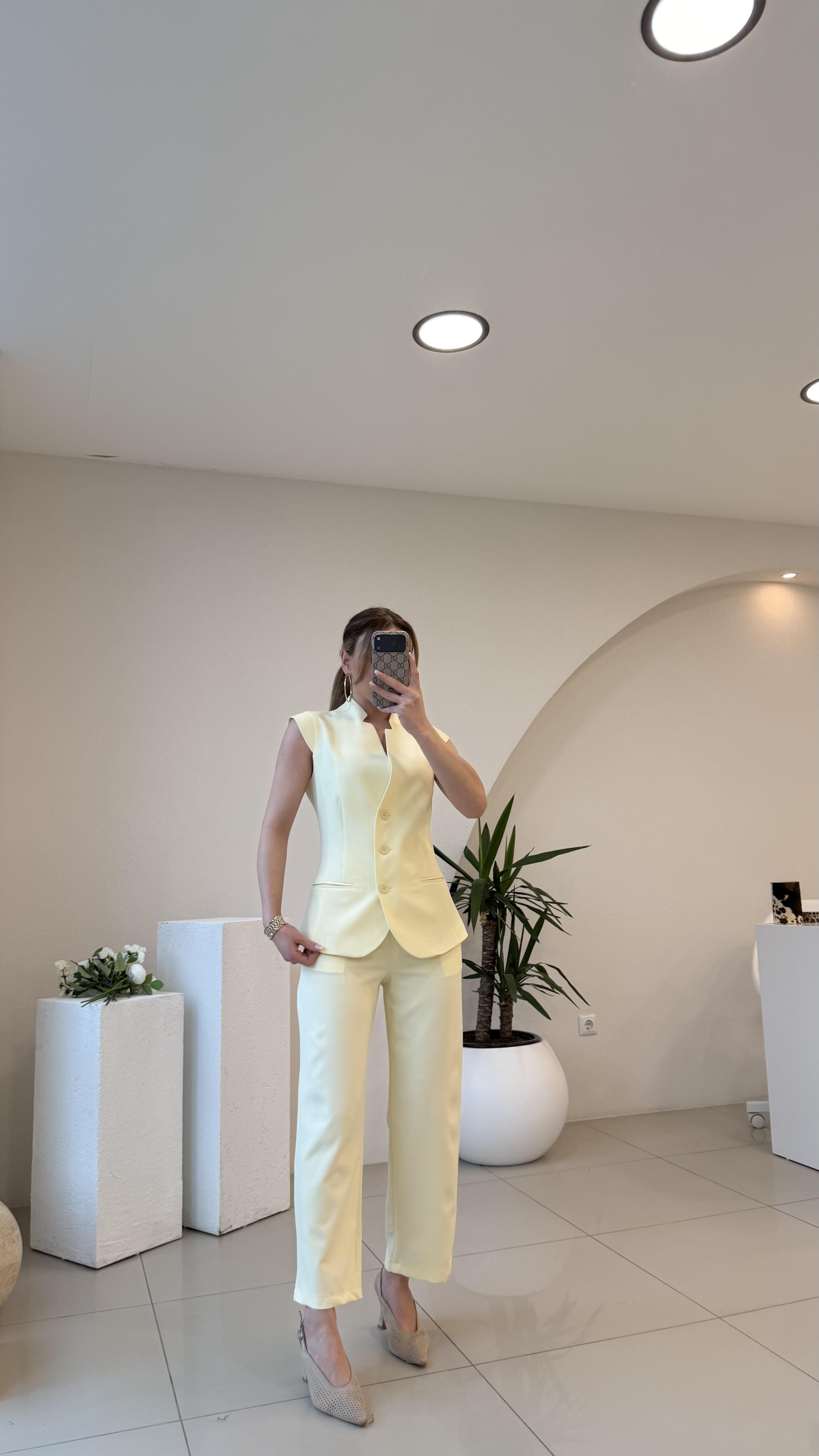YELEKLİ İKİLİ PREMİUM TAKIM SARI