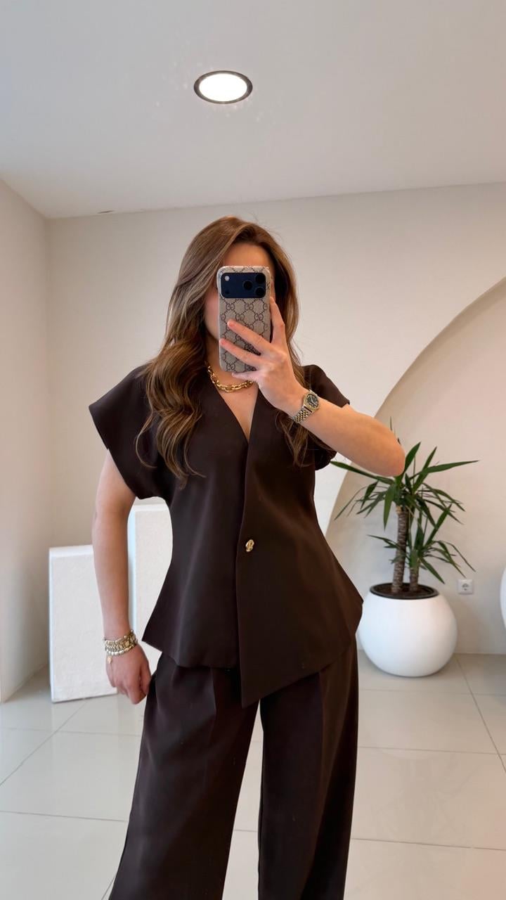 YELEKLİ İKİLİ TAKIM KAHVE