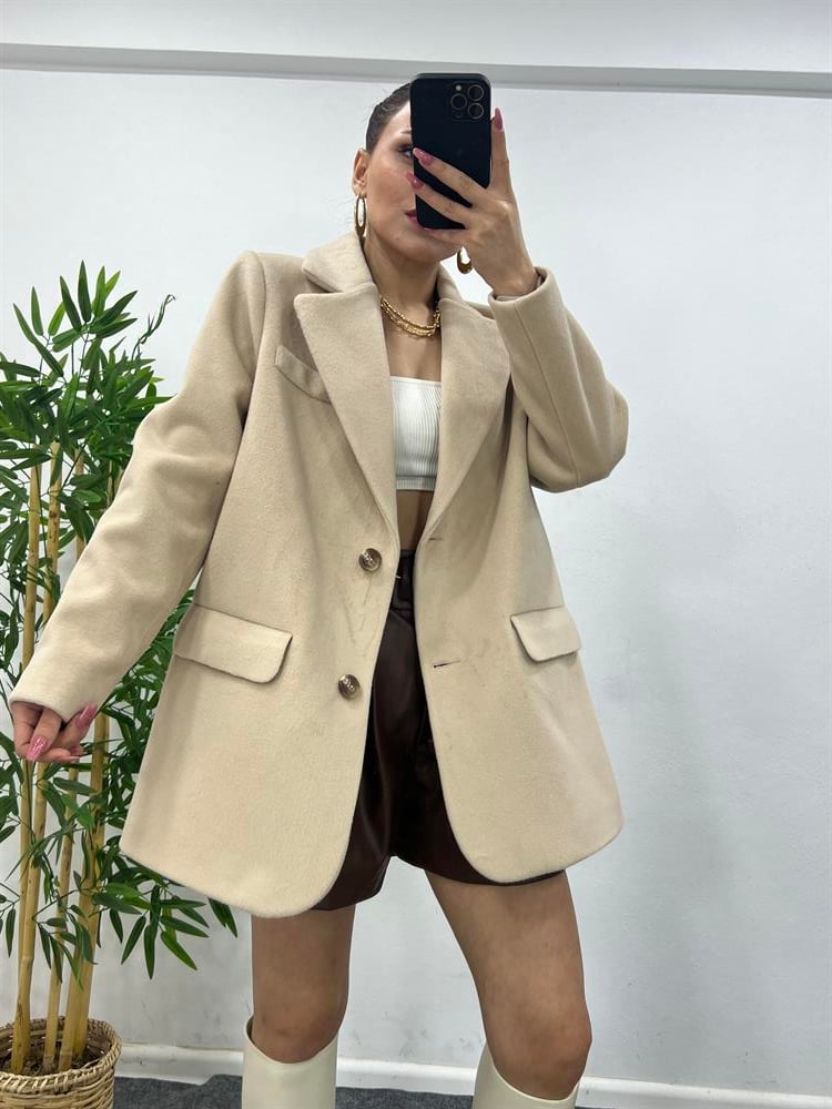 Bej Özel Doku Bleazer Ceket