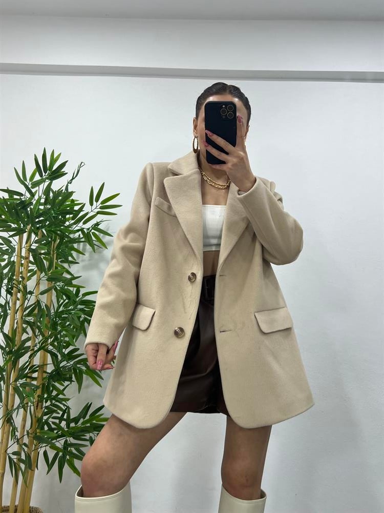 Bej Özel Doku Bleazer Ceket