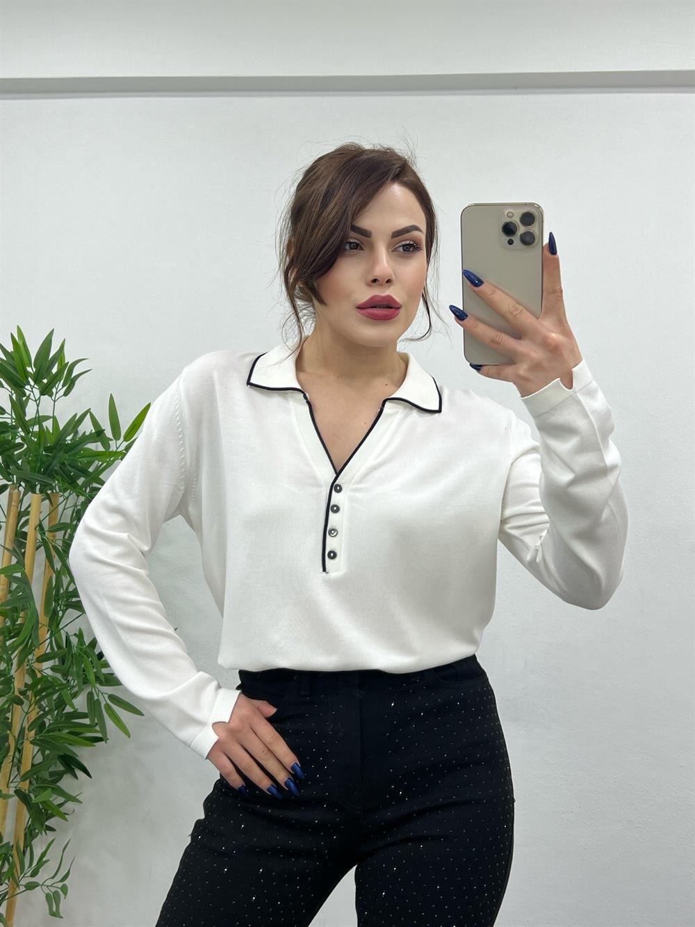Düğmeli̇ Polo Yaka Tri̇ko