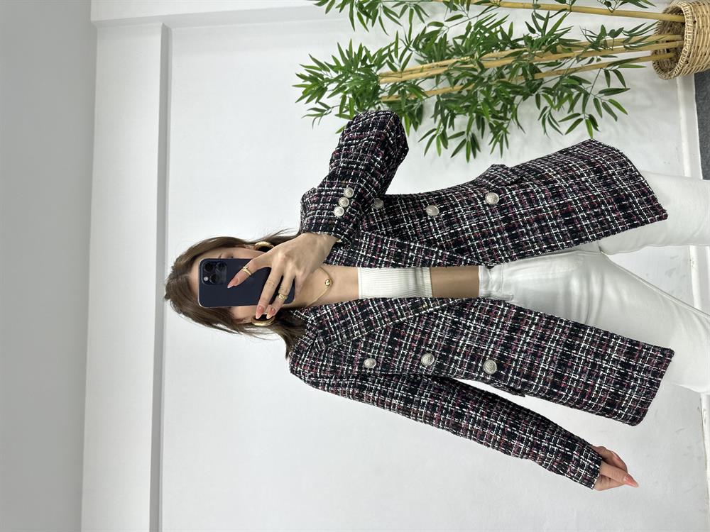 Si̇yah Ekose Desen Belazer Ceket