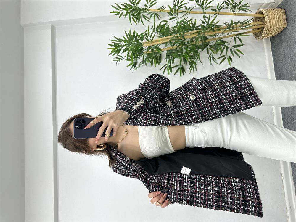 Si̇yah Ekose Desen Belazer Ceket