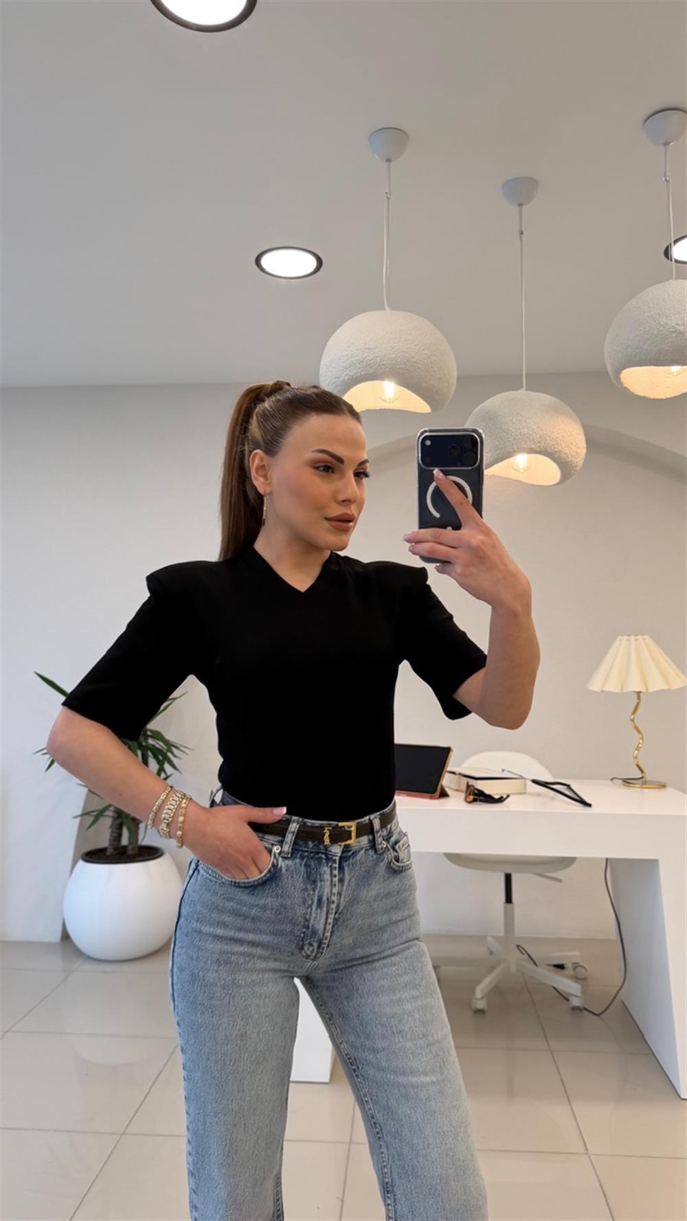  VATKALI KISIK V YAKA BADDY SUIT SİYAH