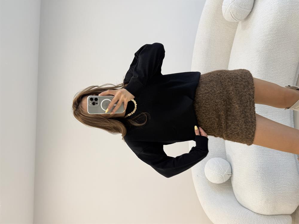 %100 COKON BİSİKLET YAKA BASİC KAZAK SİYAH