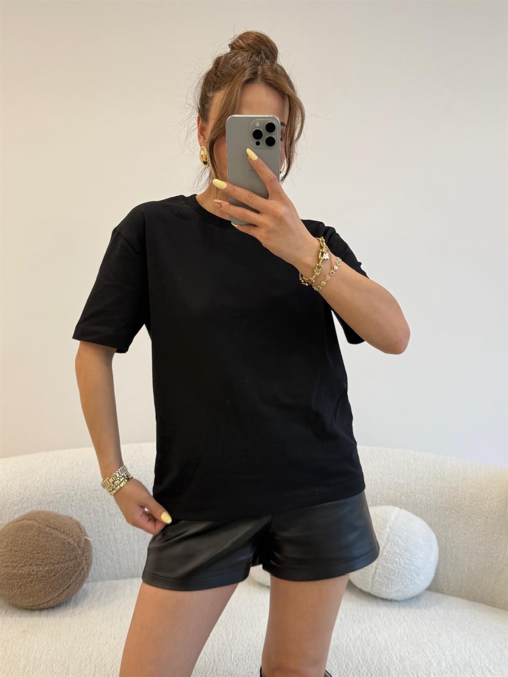 %100 KOTON TSHIRT SİYAH
