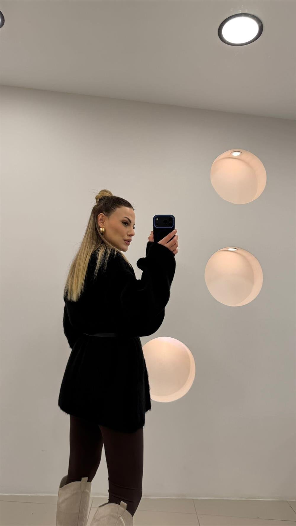 %100 Pamuk Midi Boy Hırka  Siyah