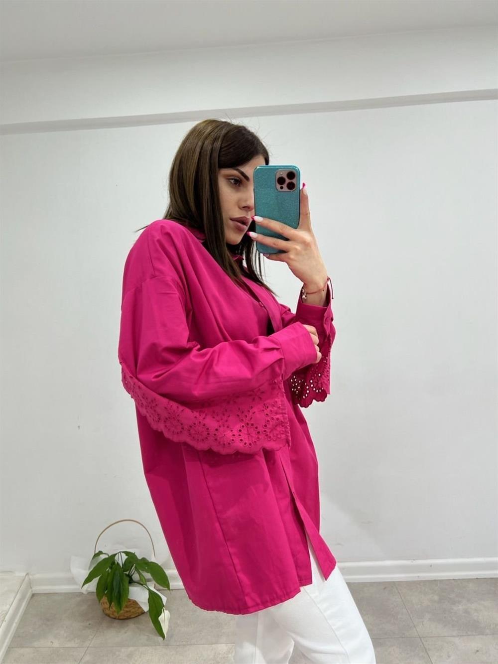 Arkasi Fi̇stolu Gömlek Pembe