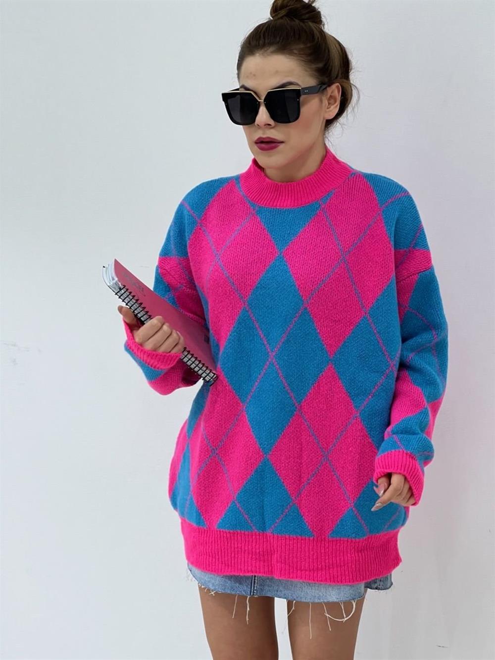 Baklava Desen Pembe Kazak