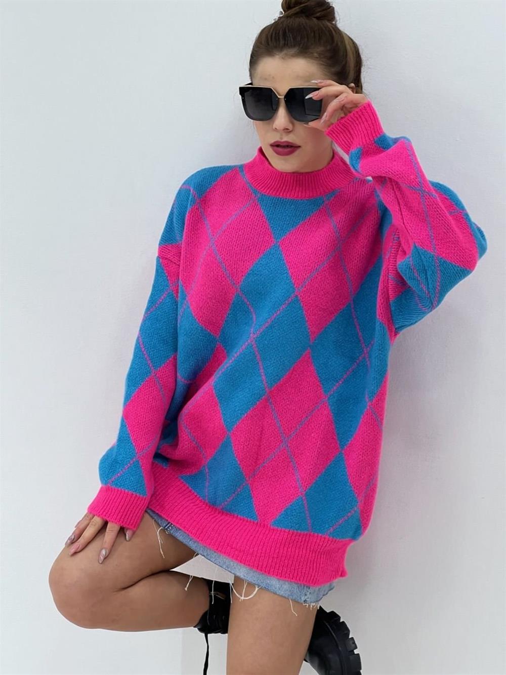 Baklava Desen Pembe Kazak