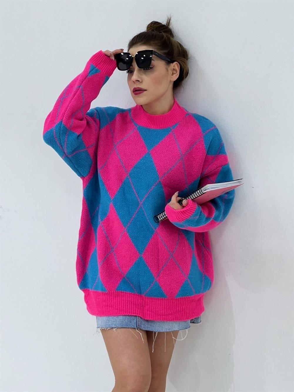 Baklava Desen Pembe Kazak