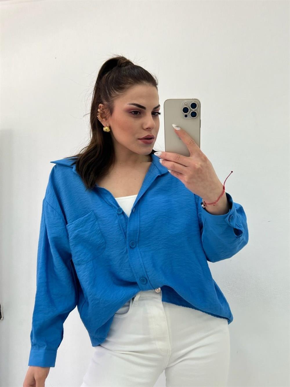 Bambu Kumaş Gömlek Mavi̇