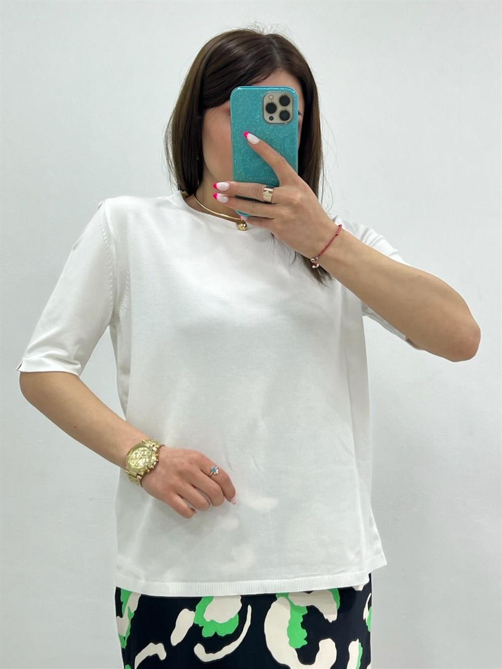 Bi̇si̇klet Yaka Tri̇ko Beyaz