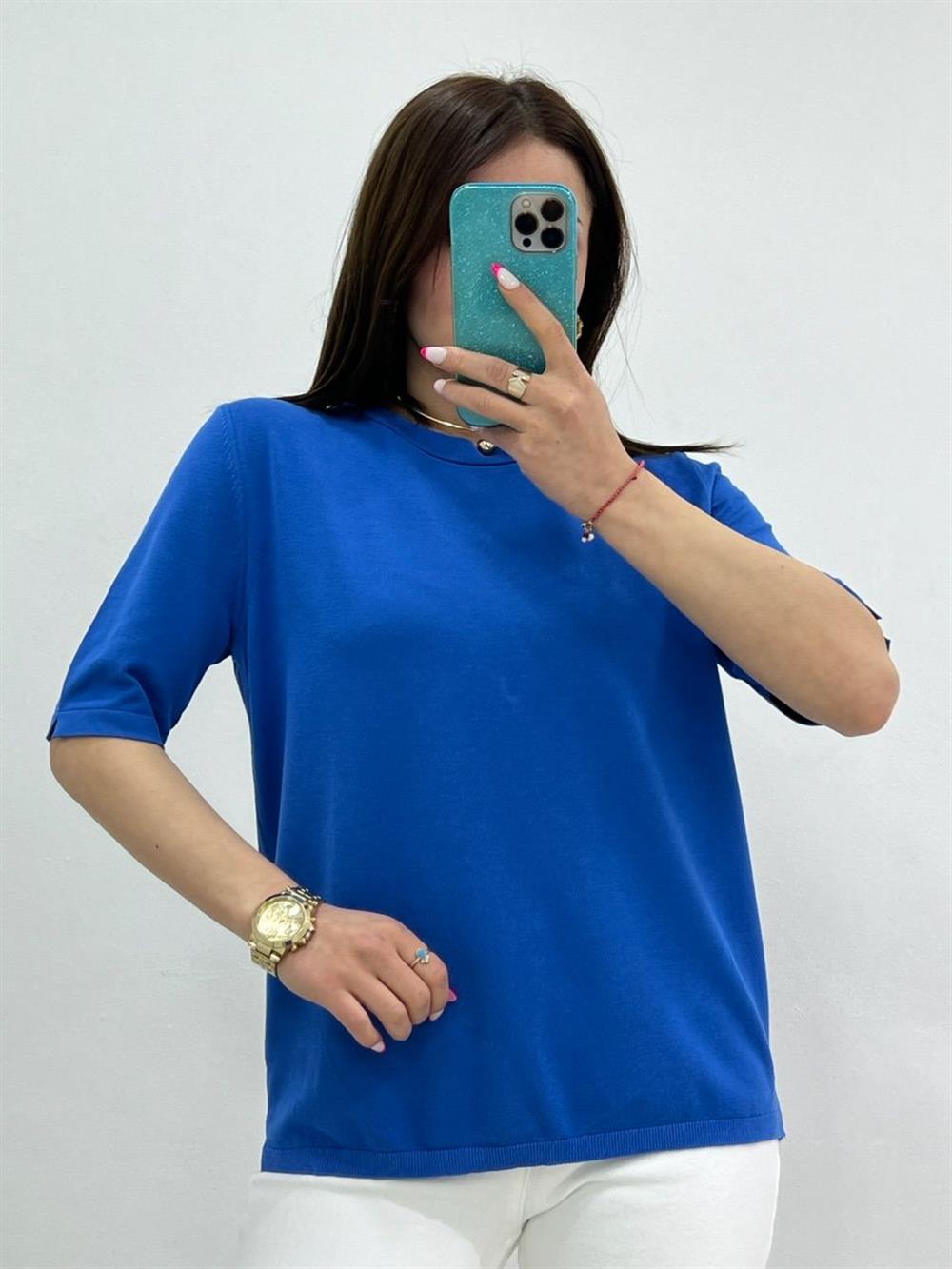 Bi̇si̇klet Yaka Tri̇ko Mavi̇