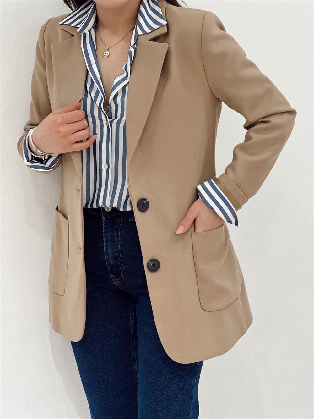 Camel Blazer Ceket