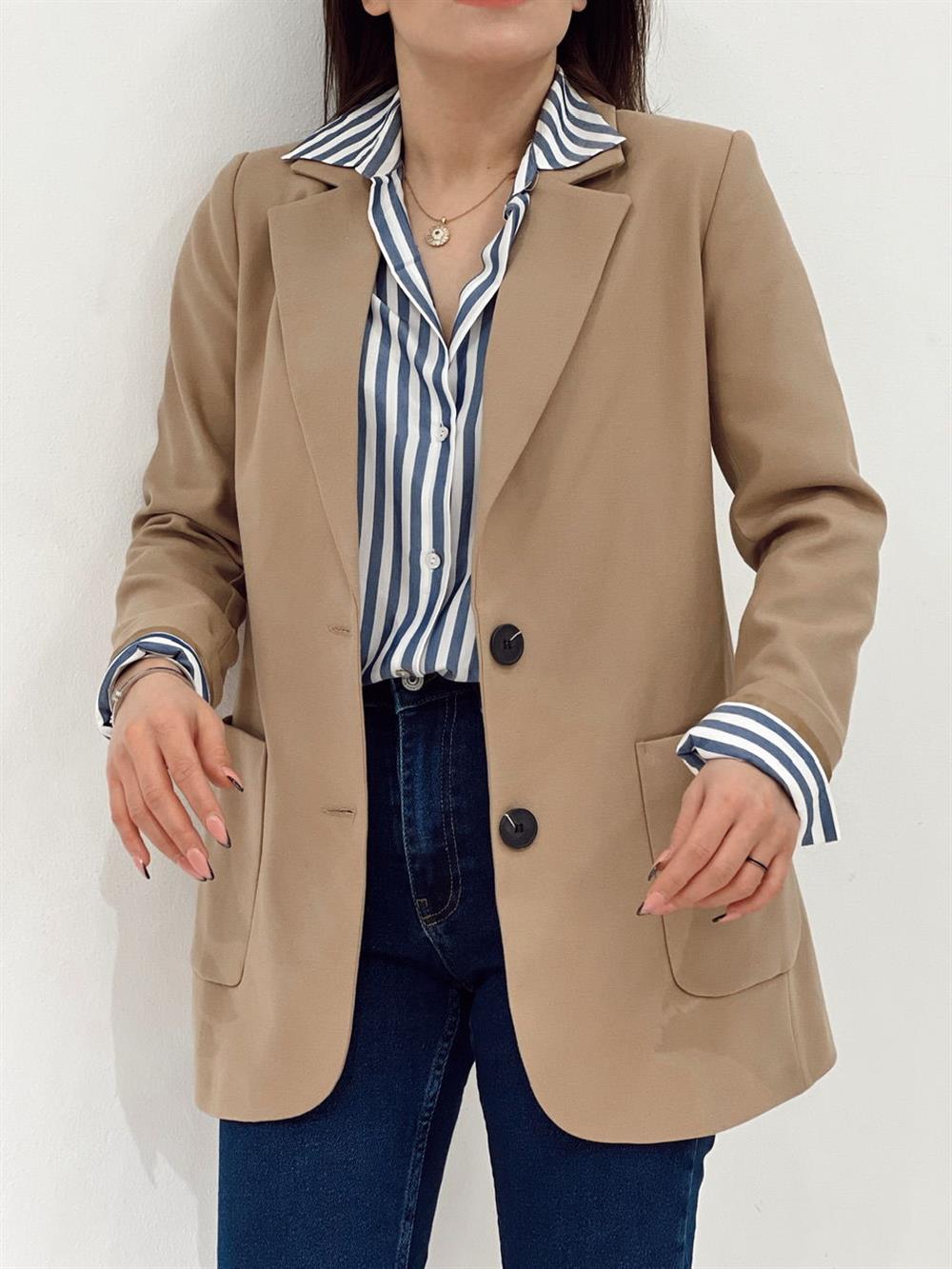 Camel Blazer Ceket