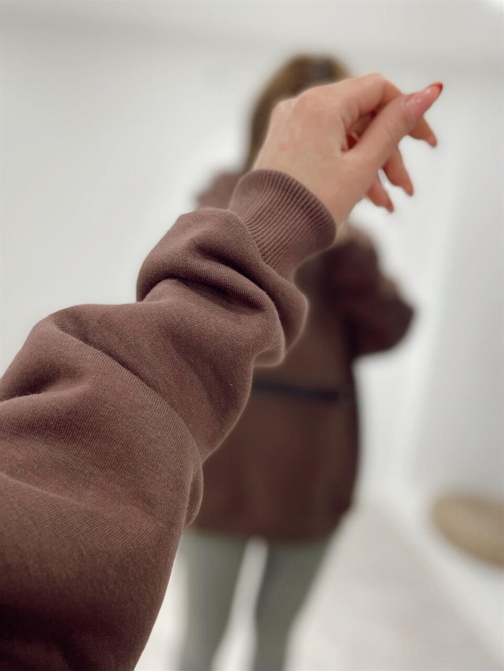 Kahve Fermuarli Sweat