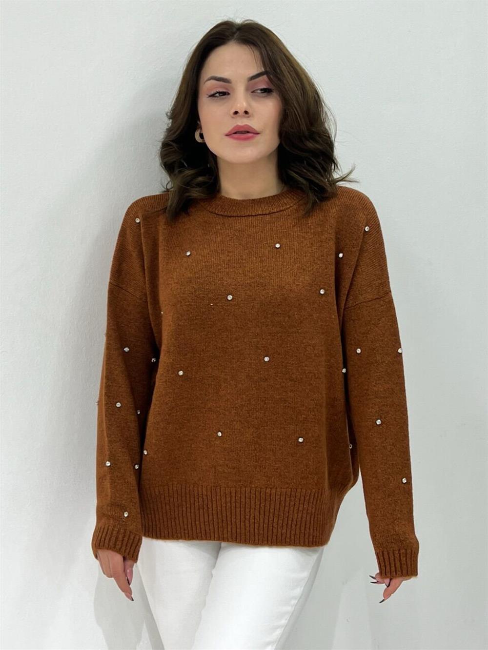 Kahve Taşli Tri̇ko