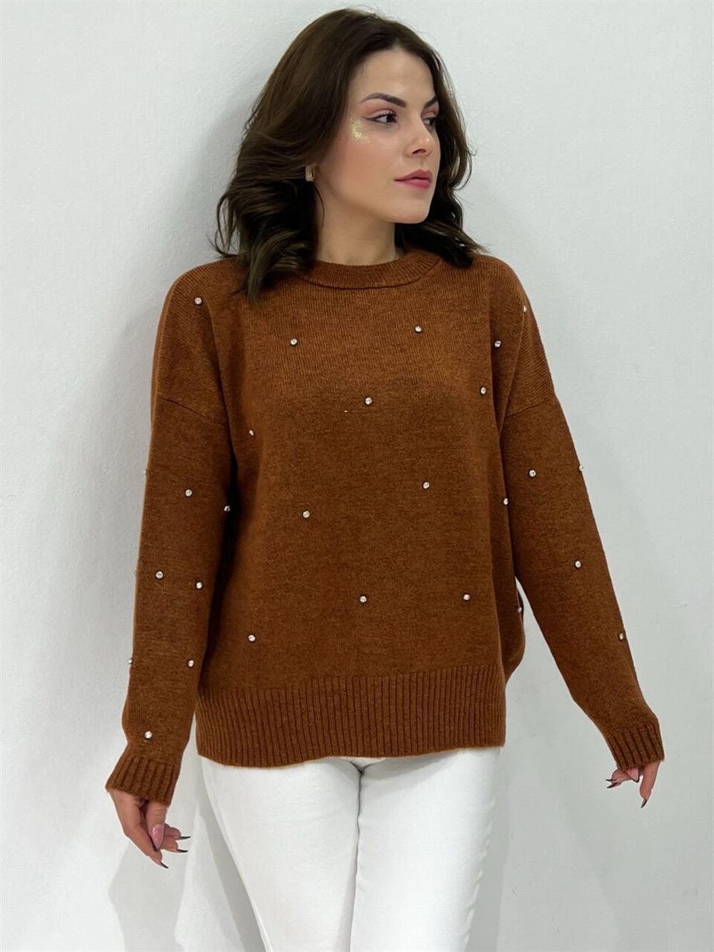 Kahve Taşli Tri̇ko