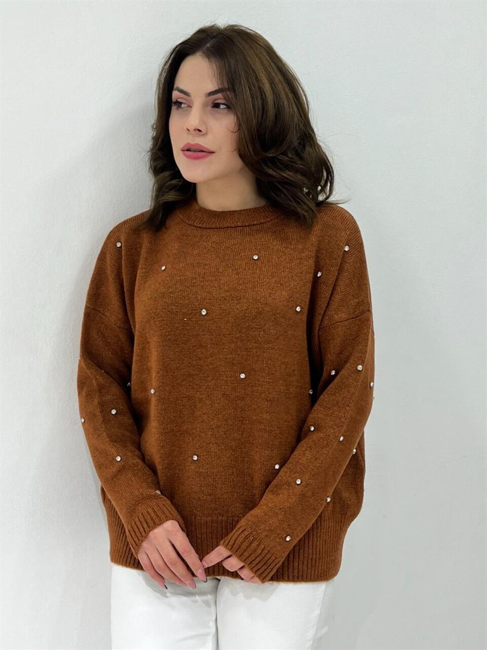 Kahve Taşli Tri̇ko