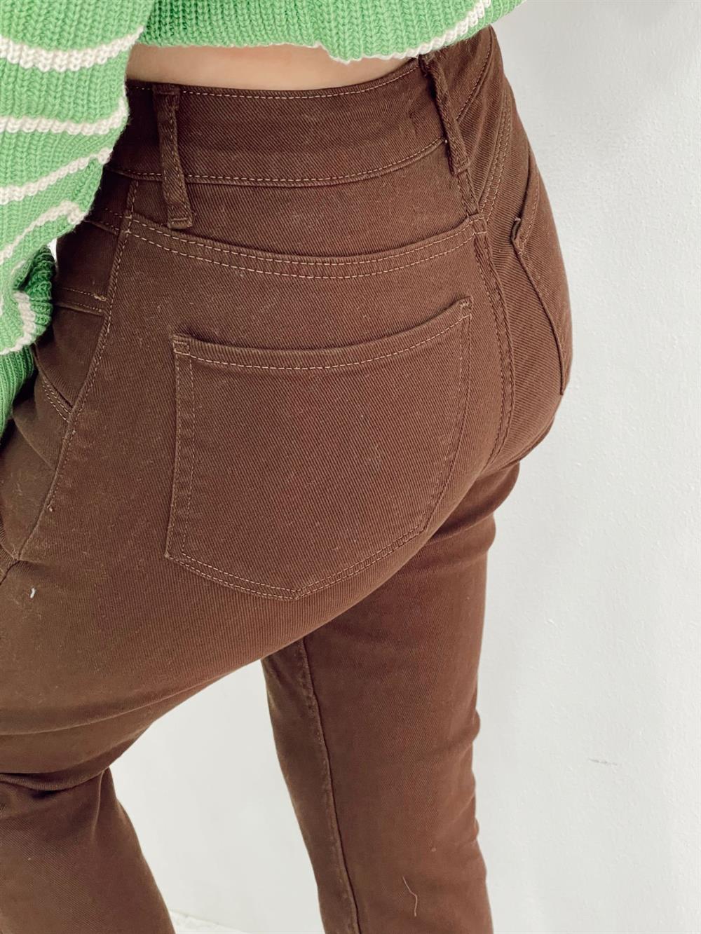 Kahve Yirtmaçli Mom Jean