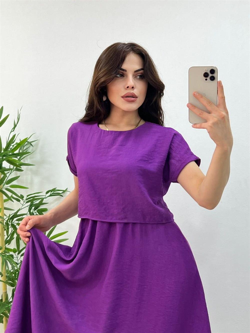 Keten Elbi̇se Mor