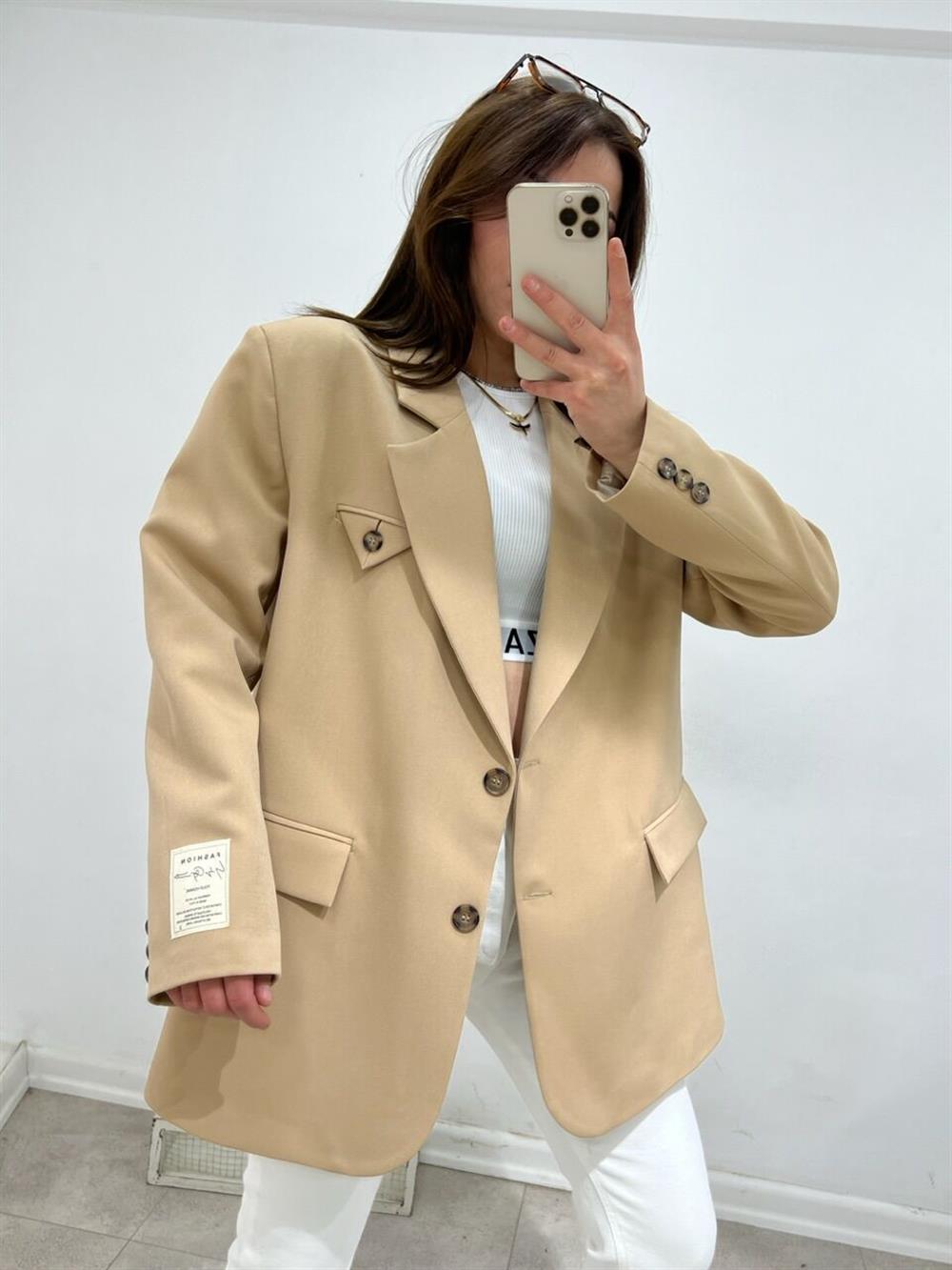 Grep Kumaş Astarli Blazer Ceket Vi̇zon