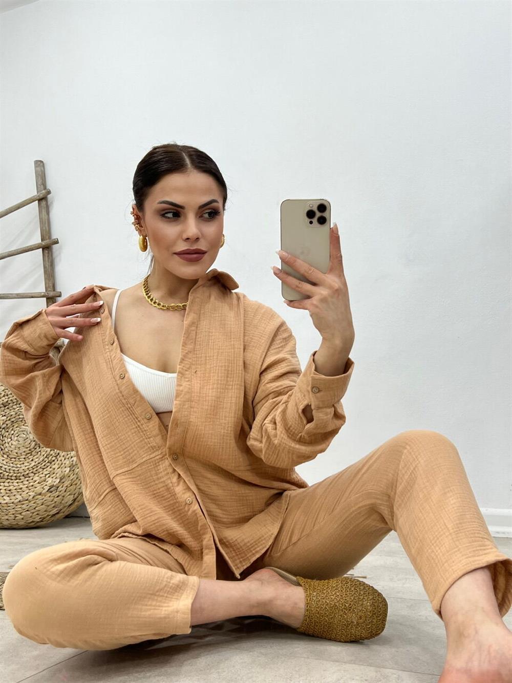 Müsli̇n Keten Takim Camel