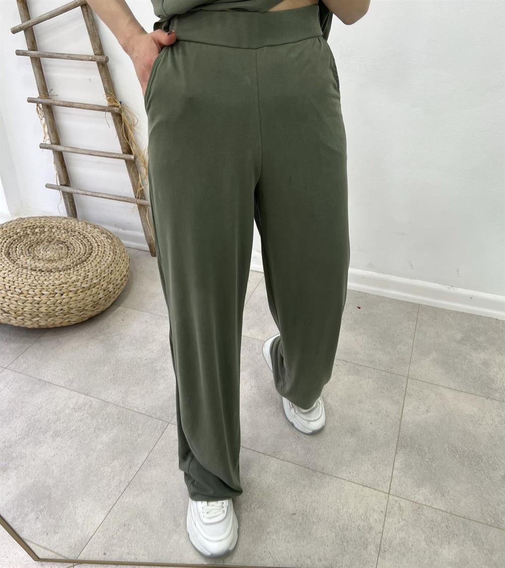 Beli Lastikli Eşofman Alti Haki̇ Yeşi̇l