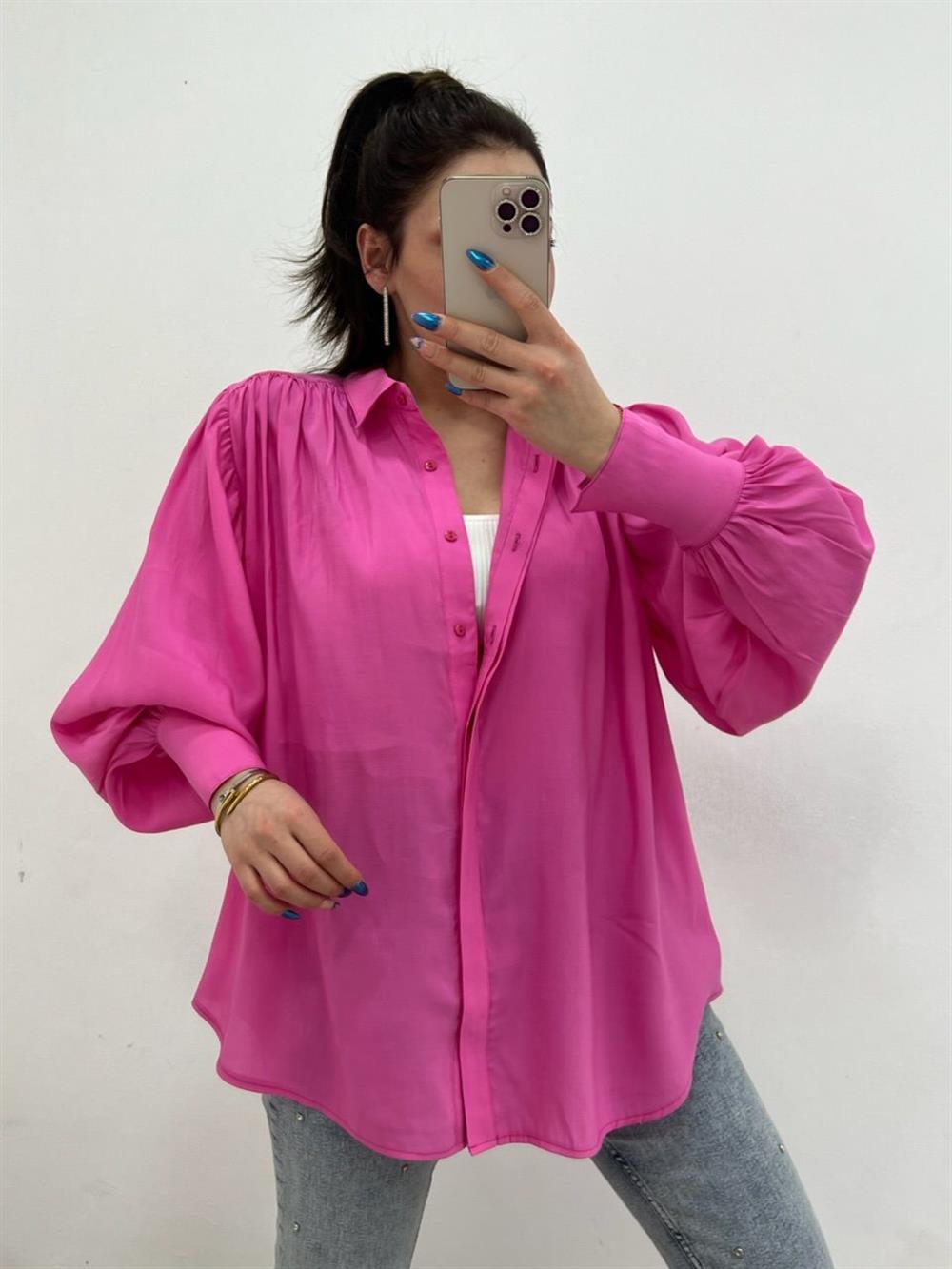 Pembe Balon Kol Gömlek