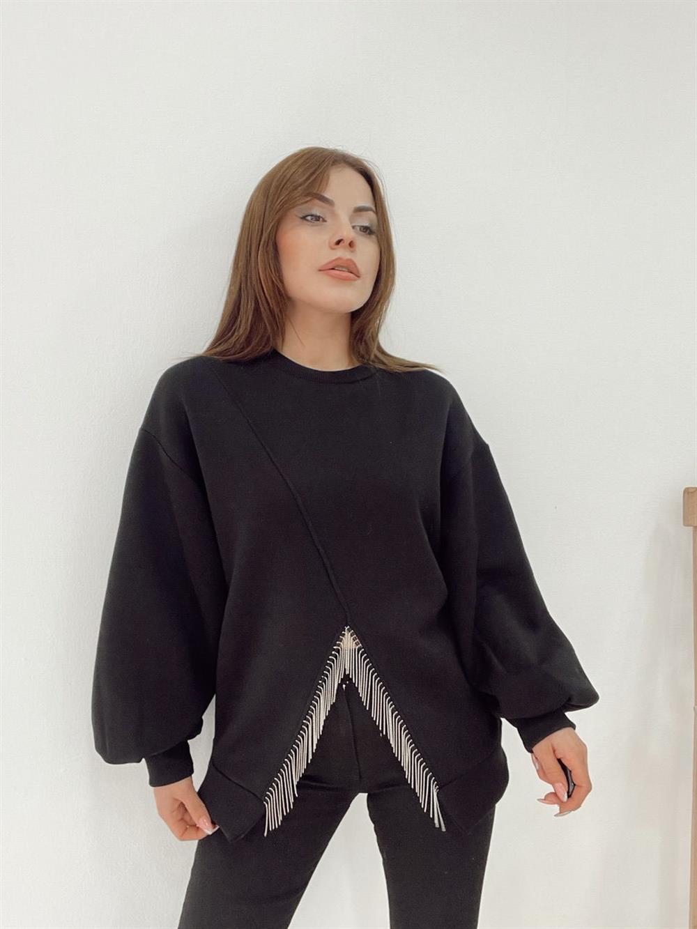 Si̇yah Taş Detayli Sweat