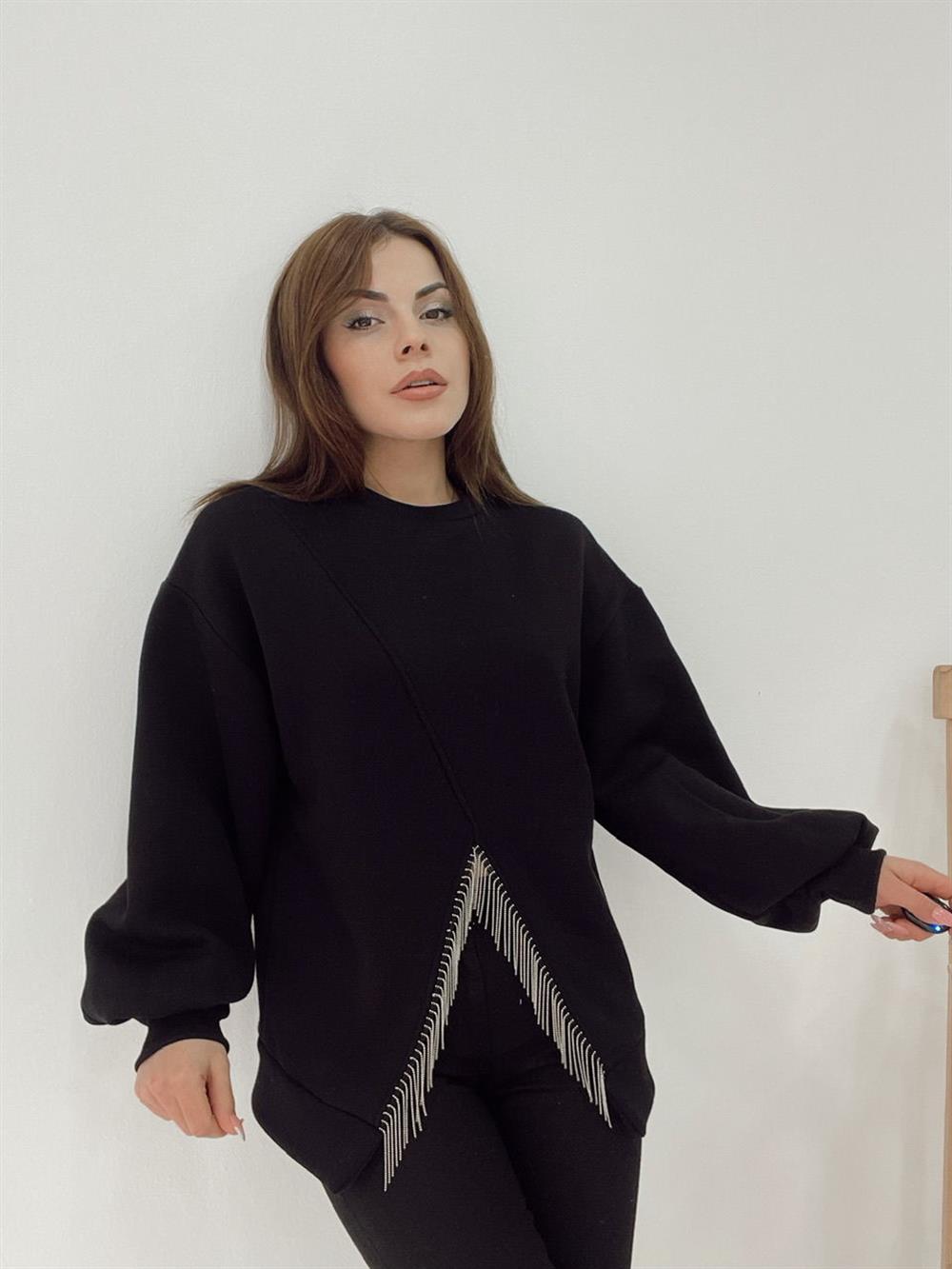 Si̇yah Taş Detayli Sweat
