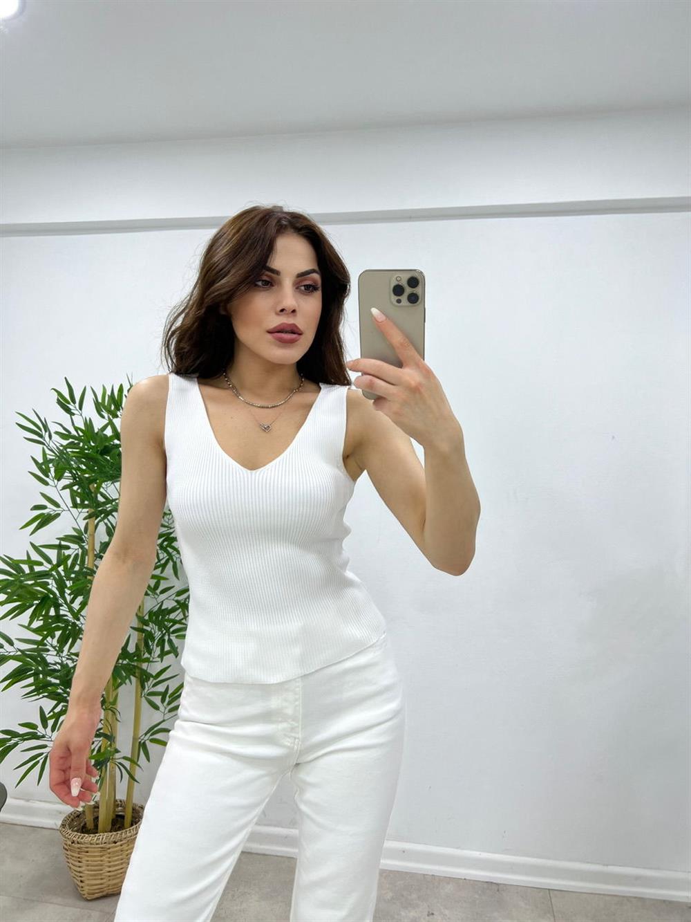 Tri̇ko Atlet Kalin Askili Beyaz