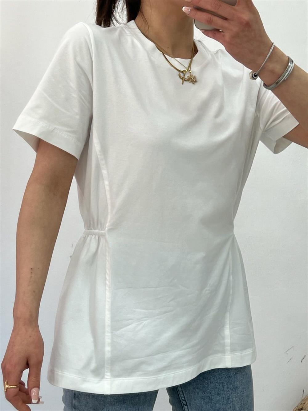 Yanlari Lasti̇kli̇ Tshi̇rt Beyaz