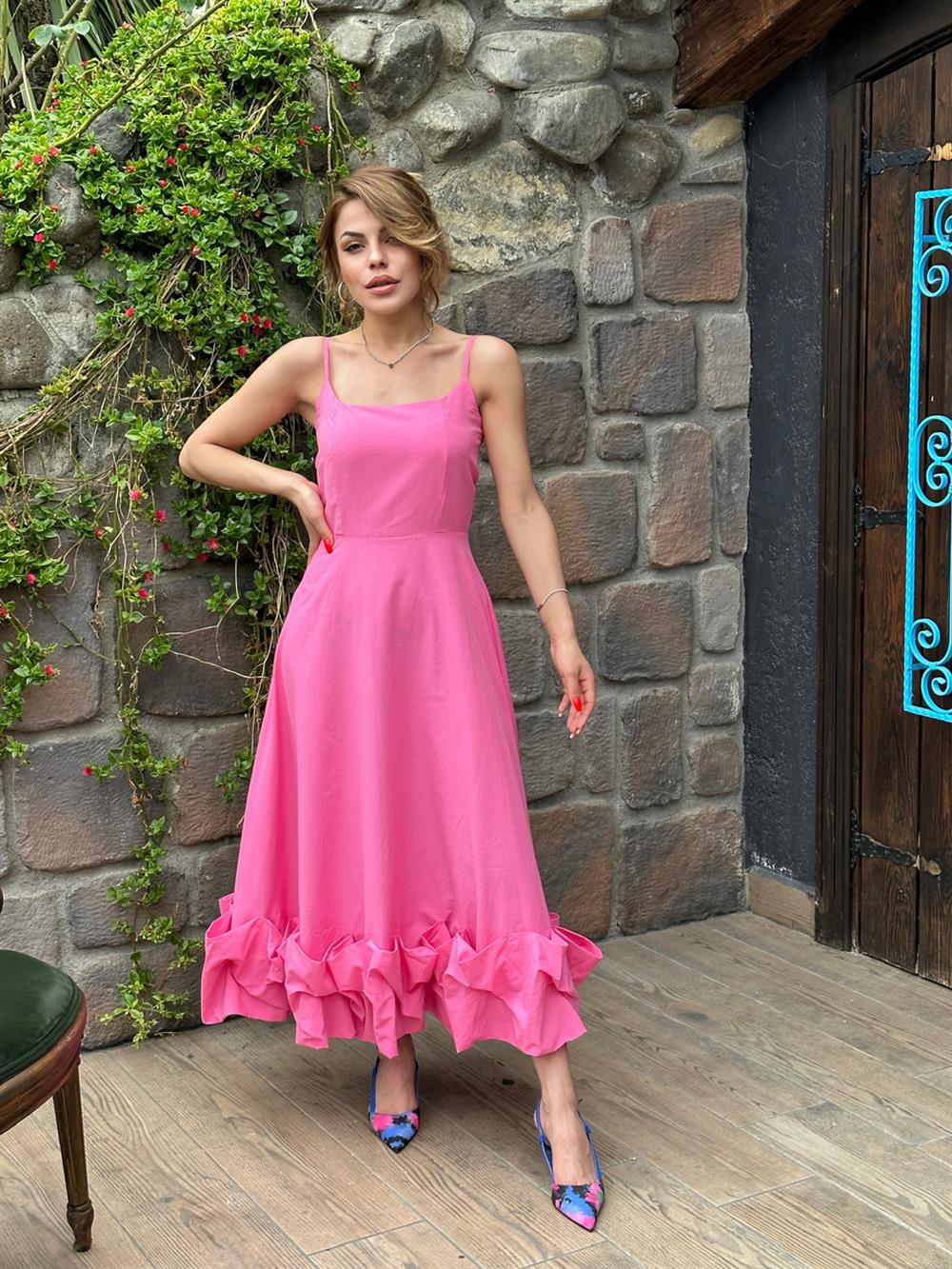Alti Firfirli Askili Elbi̇se Pembe