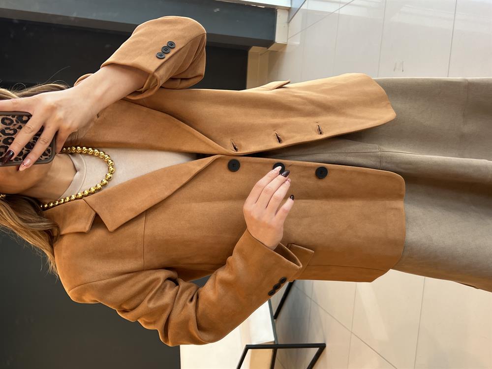 Astarli Süet Blazer Ceket Tarçin