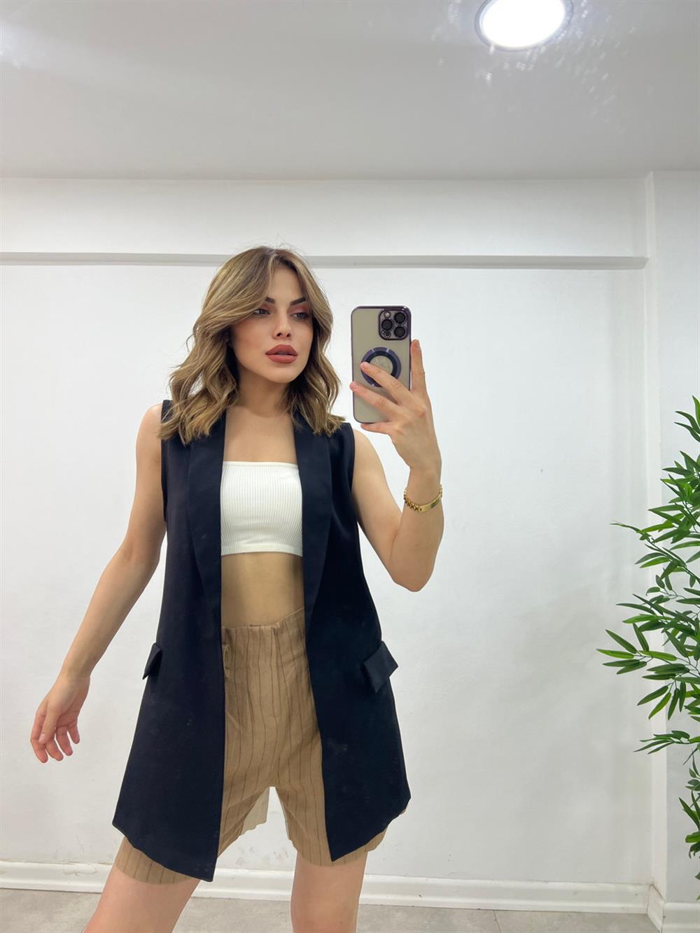 Astarsiz Kumaş Yelek Si̇yah