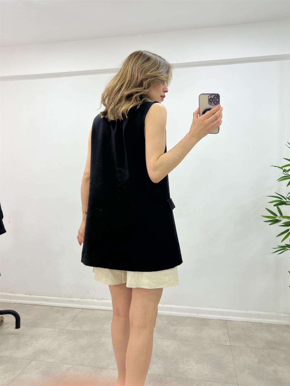 Astarsiz Kumaş Yelek Si̇yah