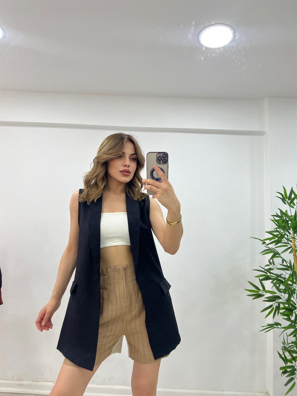 Astarsiz Kumaş Yelek Si̇yah