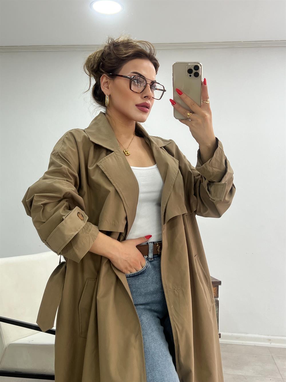 Astarsiz Mevsi̇mli̇k Camel Trenkot