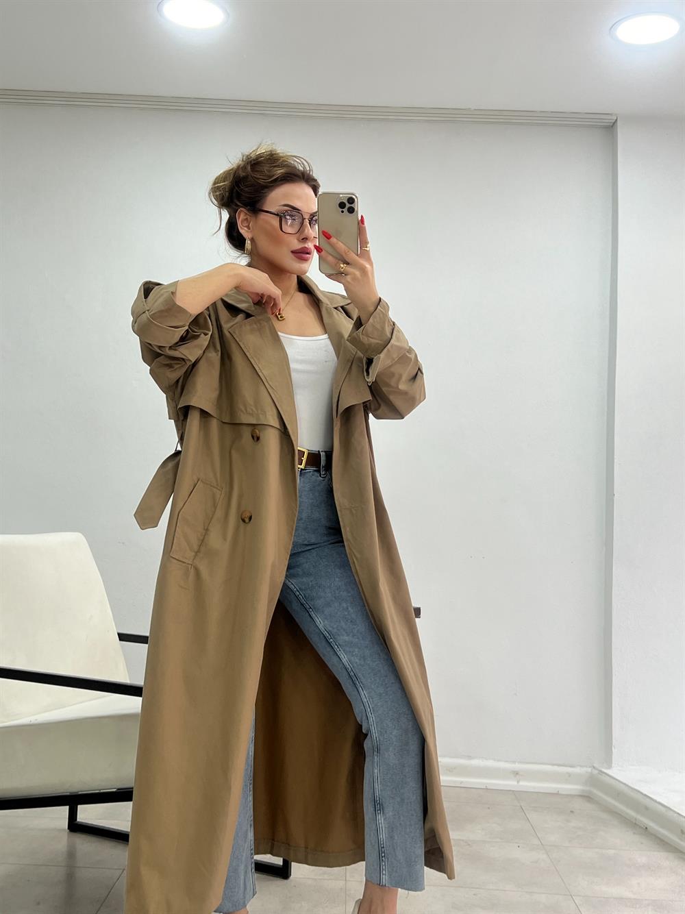 Astarsiz Mevsi̇mli̇k Camel Trenkot