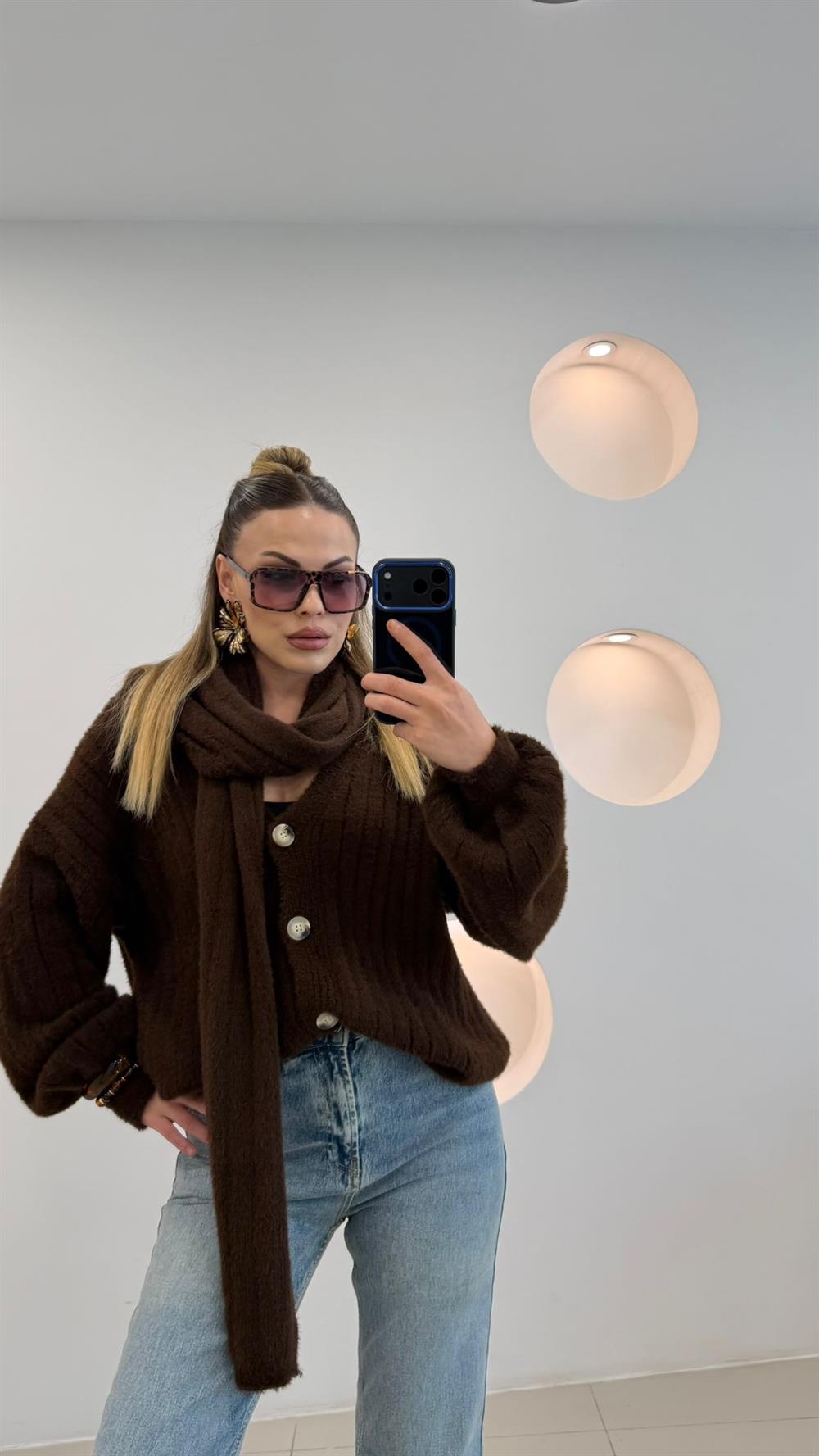 ATKI DETAYLI YUMOŞ HIRKA KAHVE