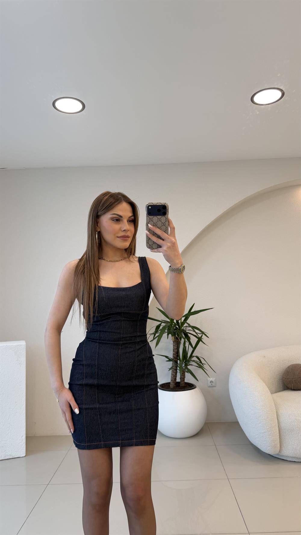 AYARLANABİLİR ASKILI LİKRALI ELBİSE LACİ