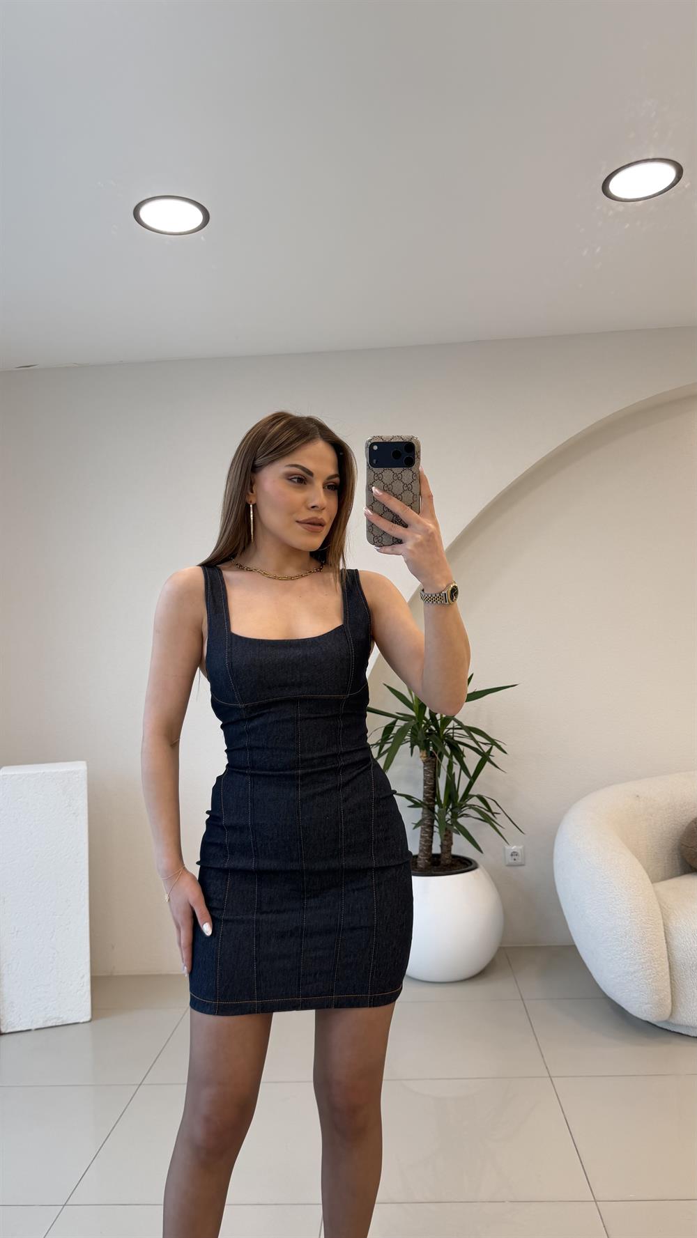 AYARLANABİLİR ASKILI LİKRALI ELBİSE LACİ