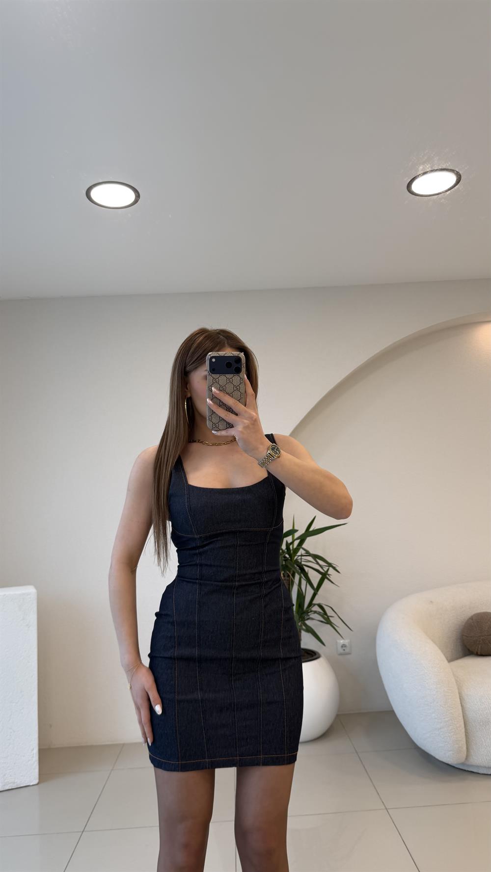 AYARLANABİLİR ASKILI LİKRALI ELBİSE LACİ