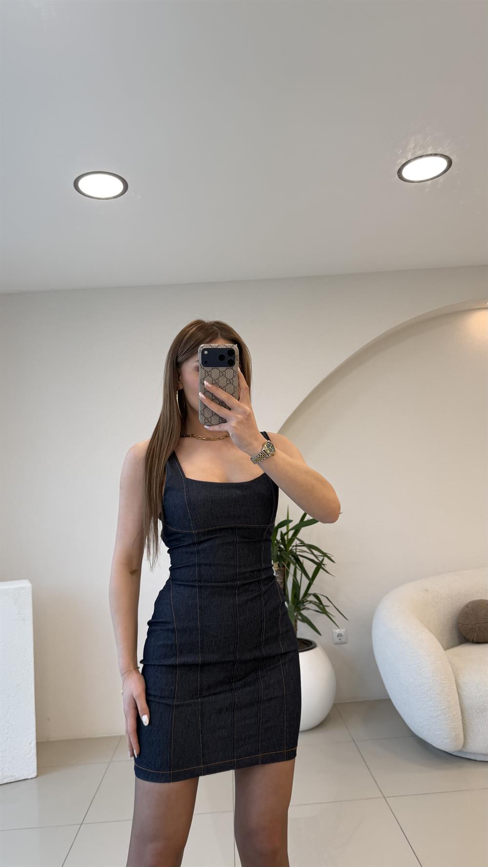 AYARLANABİLİR ASKILI LİKRALI ELBİSE LACİ