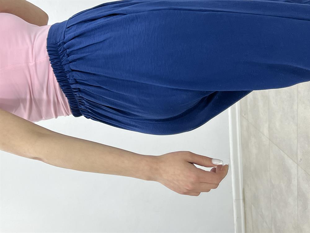Ayrobi̇n Keten Şalvar Pantolon İndi̇go Mavi̇