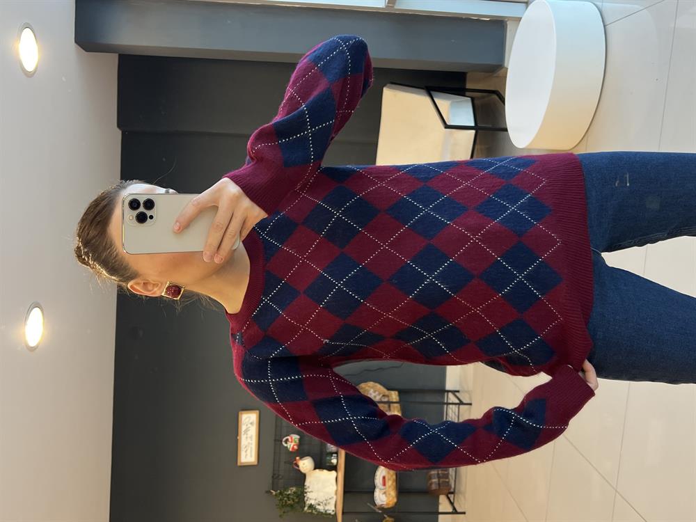 Baklava Desen Kazak Bordo